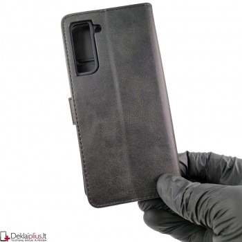 Dirbtinos odos dėklas su 4 skyreliais - juodas (telefonams Samsung S21 Fe)